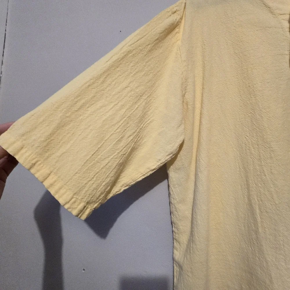 Cottonseed 100%‎ Cotton Lace Up Tunic Top Womens XXL Yellow USA Peasant Medieval